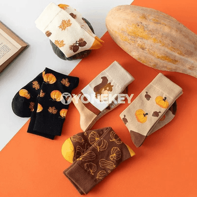 3 jübüt güýz joraplary, gara nahar şekilli printli gündelik model