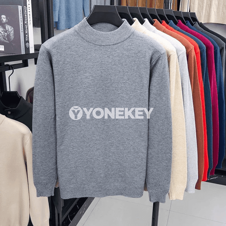 Erkekler üçin ýarym boýly ýyly switer, gündelik stil