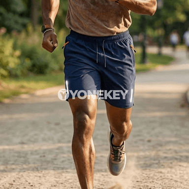 Erkekler üçin ýeňil sport şortikleri, çalt guradýan, jübülü