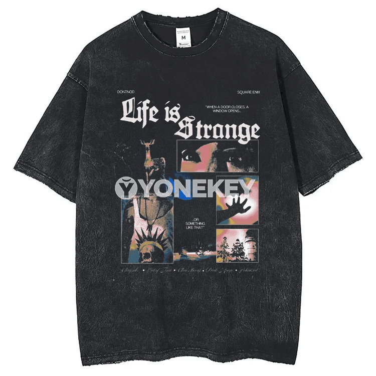 Erkekler üçin Life Is Strange pamyk futbolka, gysga ýeňli