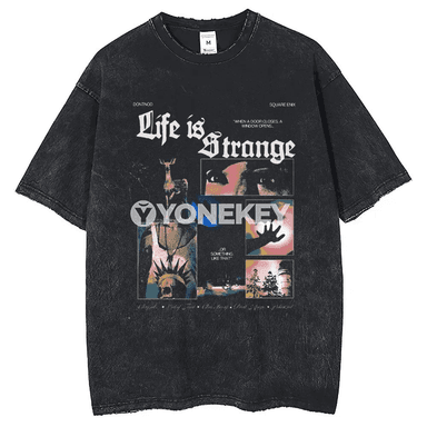 Erkekler üçin Life Is Strange pamyk futbolka, gysga ýeňli