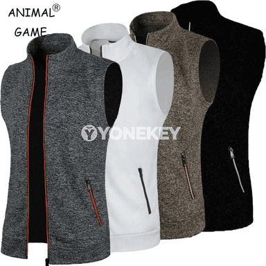 Erkekler üçin fermuarly ýeňsiz ýyly jilet we sport üst eşigi
