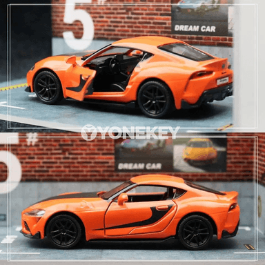 1:36 Toyota GR Supra metal model awtoulag, yza çekip goýbermek, kolleksiýa üçin