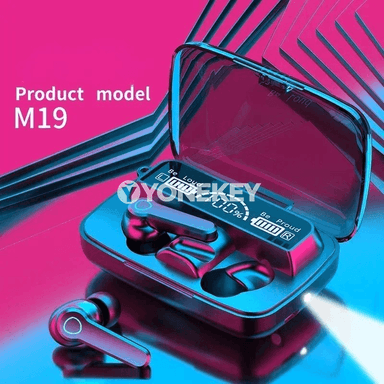M19 TWS Simsiz Bluetooth Gulaklyklar, Sensorly, LED Ekranly, Mikrofonly
