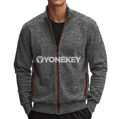 Erkekler üçin ýakaly ýeňil fermuarly jaket, gündelik şäher stili
