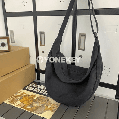 Zenanlar üçin giň göwrümli kanwa egin we crossbody sumka
