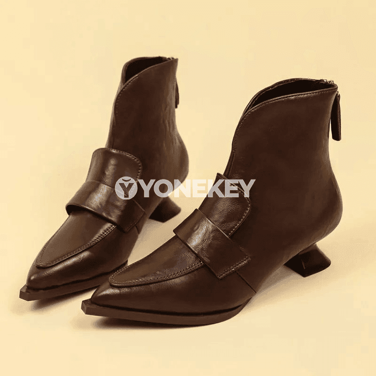Aýal-gyzlar üçin zamokly moda etikler, ýiti burunly güýz aýakgaby