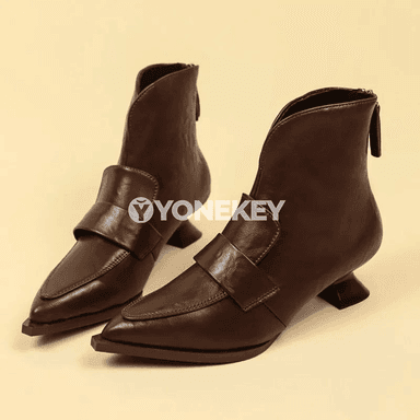 Aýal-gyzlar üçin zamokly moda etikler, ýiti burunly güýz aýakgaby