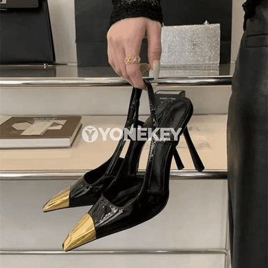 Zenanlar üçin ýaz-tomus inçe ökjeli metal uçly nepis sandal