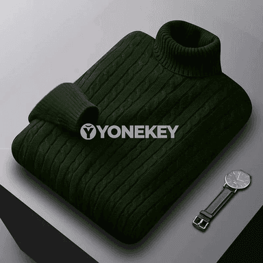 Erkekler üçin ýyly golfli trikotaj switer, güýz-gyş