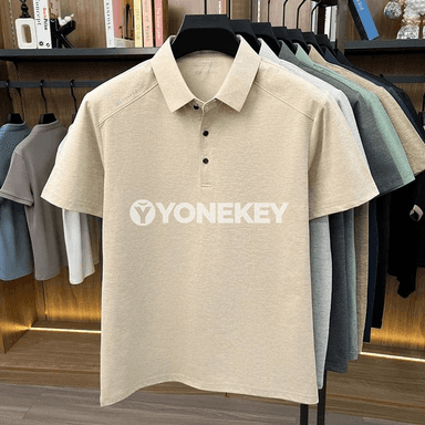 Erkekler üçin ýeňil dem alýan polo futbolka, tomuslyk gündelik model