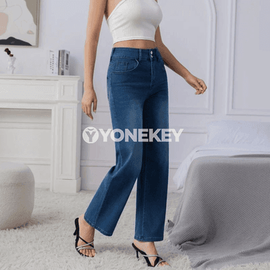 Zenanlar üçin giň ýeňli jeans balaklar, vintage stil