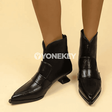 Aýal-gyzlar üçin zamokly moda etikler, ýiti burunly güýz aýakgaby