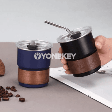 300 ml poslamaýan polat termos käse, gapakly, daşarda ulanmak üçin