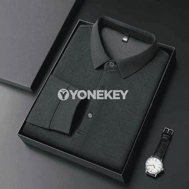 Erkekler üçin ýaz polo köýnek, uzyn ýeňli, çaply, rahat gündelik stil