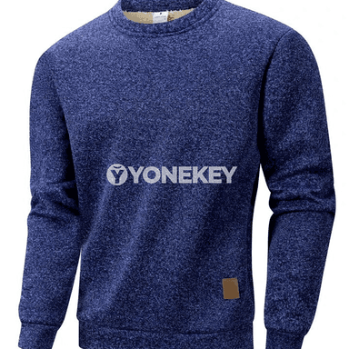 Erkekler üçin ýyly fleece pulower, uzyn ýeňli, gündelik stil