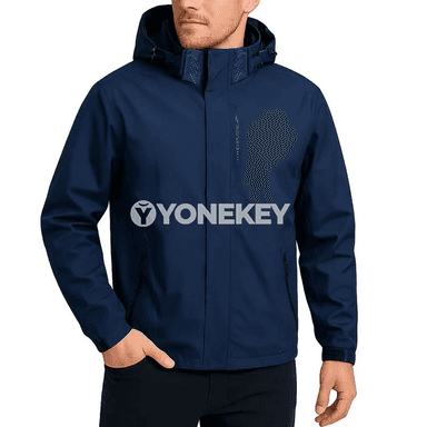 Suw geçirmeýän ýeňil erkek plýaşka jaket, kapýuşonly