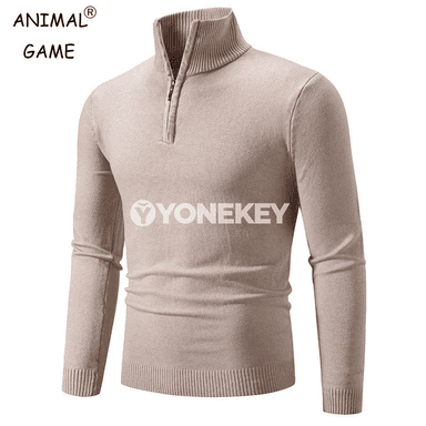 Erkekler üçin ýyly switer, ýarym ýapylýan zipperli, ýokary boýunly