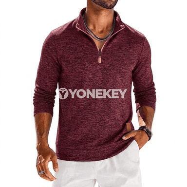 Erkekler üçin kwartal zipli ýeňil sweatshirt, uzyn ýeňli gündelik köýnek