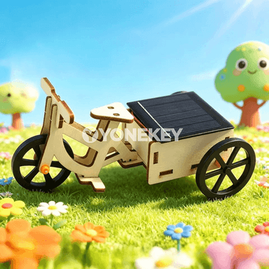 Gün energiýasy bilen işleýän çagalar üçin üç tigirli ylmy gurnama modeli