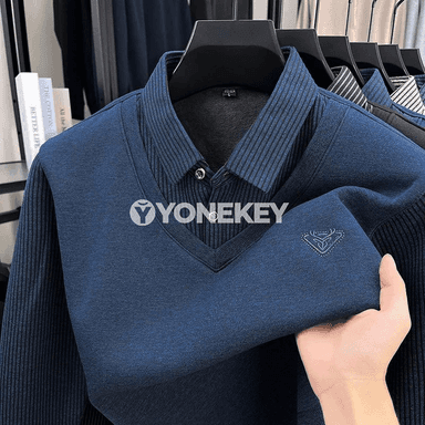 Erkekler üçin ýyly, ýumşak polo köýnek, güýz-gyş üçin