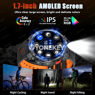 GUHUAVMI 1.7" AMOLED GPS akylly sagat, 1100 mAh, jaň we sport