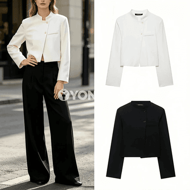 Zenanlar üçin ýönekeý, owadan ofis blazer ýeňil ýeňli model