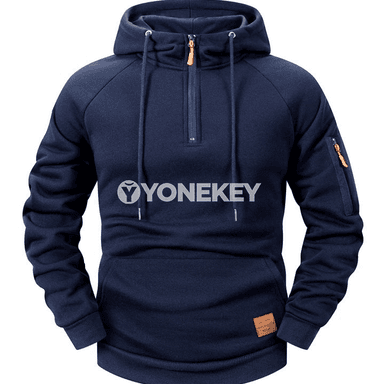 Erkekler üçin ýyly kapýuşonly fermuarly fleýs pulyower, S-XXXL