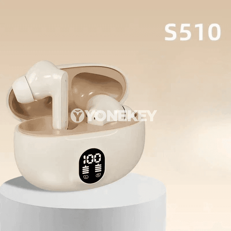 S510 TWS simsiz Bluetooth nauşnikler, LED ekranly we güýçli sesli