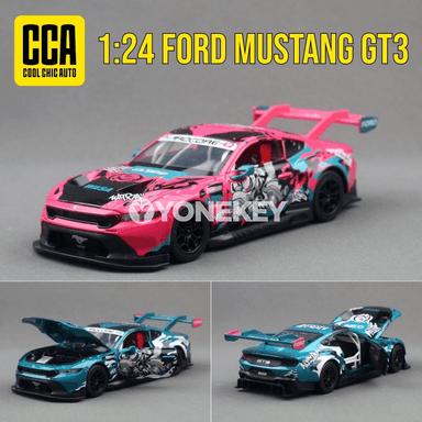 Ford Mustang GT3 1:24 metal awtoulag modeli, sesli-ýagtyly