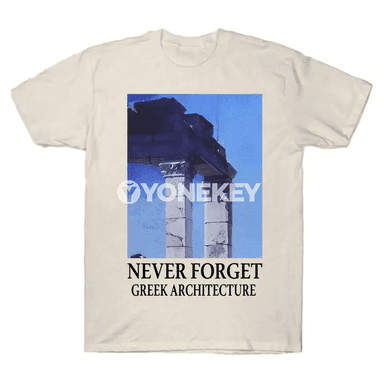 Never Forget Greek Architecture çaply erkek-zenan futbolka, giň kesim