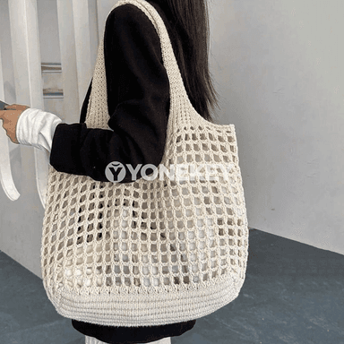 Zenanlar üçin örülen açyk large tote sumka, tomuslyk egin sumkasy
