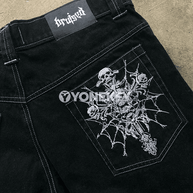 Erkek-zenan köçe stil giň balak jeans, giň kesimli rahat model
