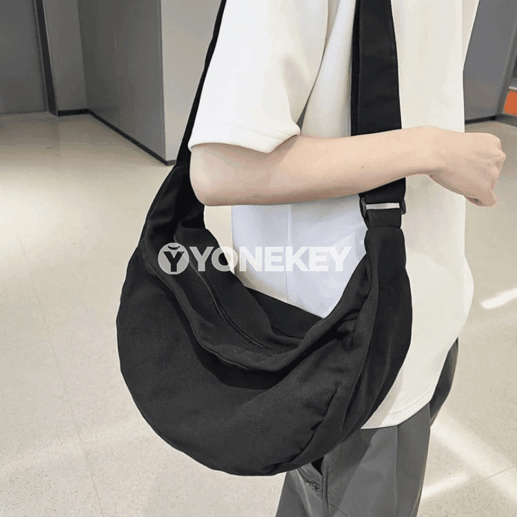 Zenanlar üçin giň göwrümli kanwa egin we crossbody sumka