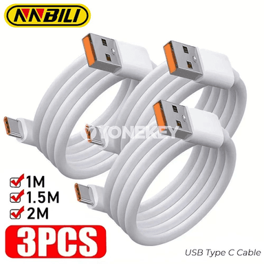 NNBILI 100W USB-C çalt zarýad kabeli, 1–2 m, 3 sany