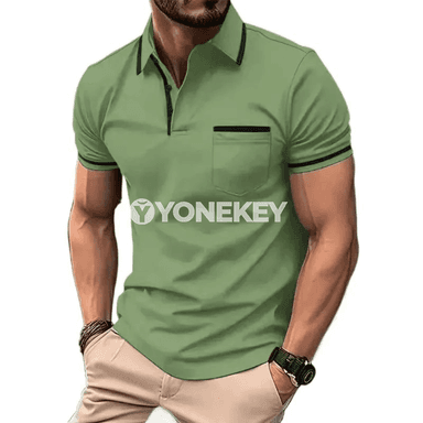 Erkekler üçin ýeňil dem alýan polo köýnek, gysga ýeňli, jübili
