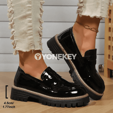 Aýal-gyzlar üçin platformaly gara loafers aýakgaplar