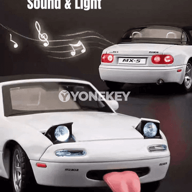 Mazda MX-5 1:32 metal mini awtoulag modeli, sesli, yşykly