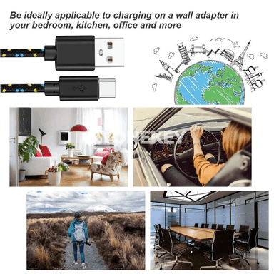 NNBILI USB-C zarýad we maglumat kabeli, 3A, 1m/2m/3m