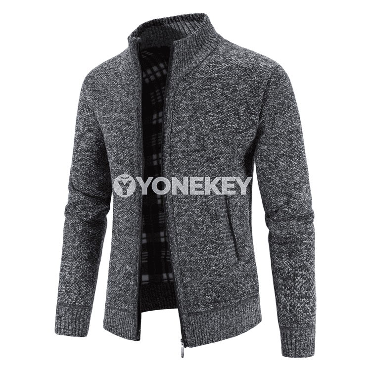Erkekler üçin ýyly fleece penjek, fermuarly kardigan, güýz-gyş üçin amatly