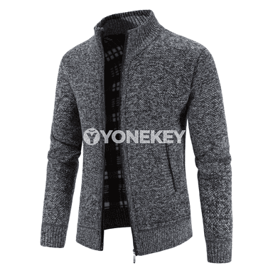 Erkekler üçin ýyly fleece penjek, fermuarly kardigan, güýz-gyş üçin amatly