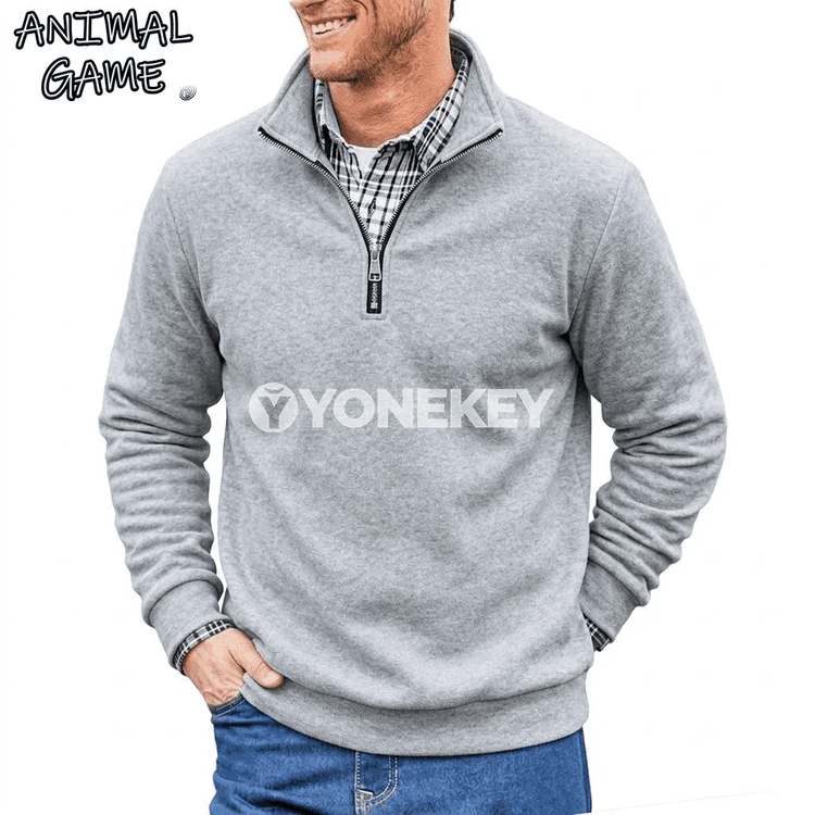 Erkekler üçin sportywka, ýaz-küz ýeňil half-zip sweatshirt