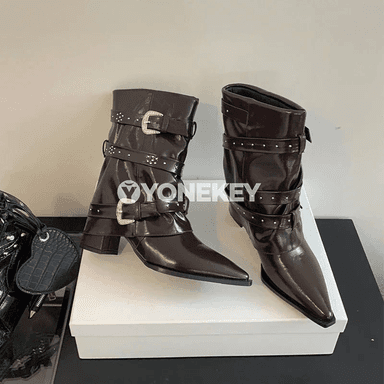 Zenanlar üçin mid-calf Chelsea boots, topukly we döwrebap