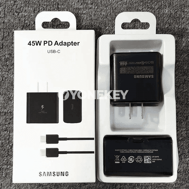 Samsung 45W Type-C çalt zarýad beriji adapter, kabel bilen
