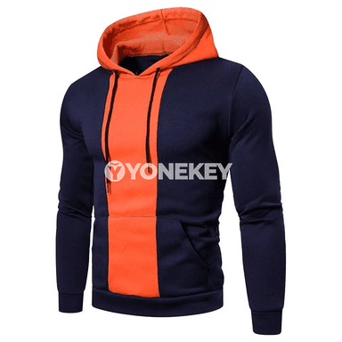 Erkekler üçin patchwork hoodi, ýyly sport stilindäki giň model