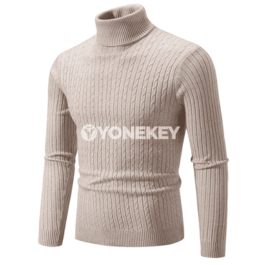 Erkekler üçin ýyly beýik ýakaly örme switer