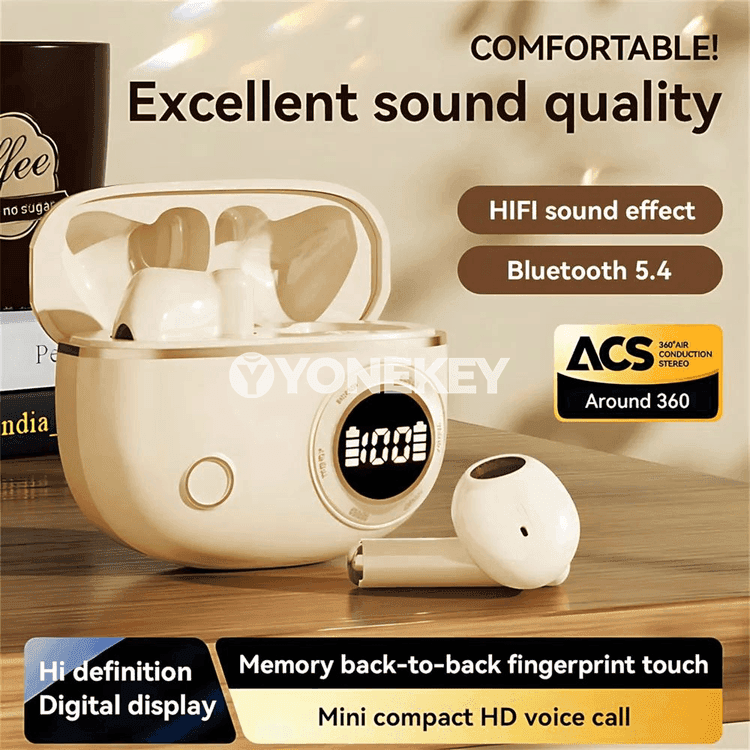 D338 Bluetooth simsiz nauşnikler, ýokary ses hil, mikrofonly