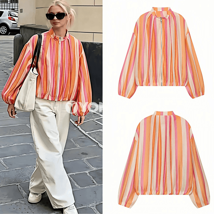 Zolakly ýeňil kesimli aýallar üçin moda trench palto