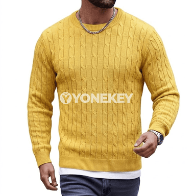 Erkekler üçin ýyly örülen golfly sviter, uzyn ýeňli, günlük stil