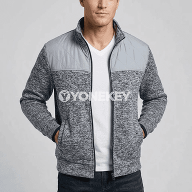 Erkekler üçin ýyly flees jaket, ýokary ýaka, fermuarly, jübüli